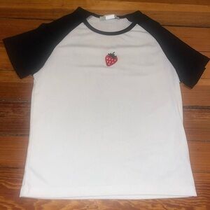 NWOT Pop Kiss size large strawberry patch crop top